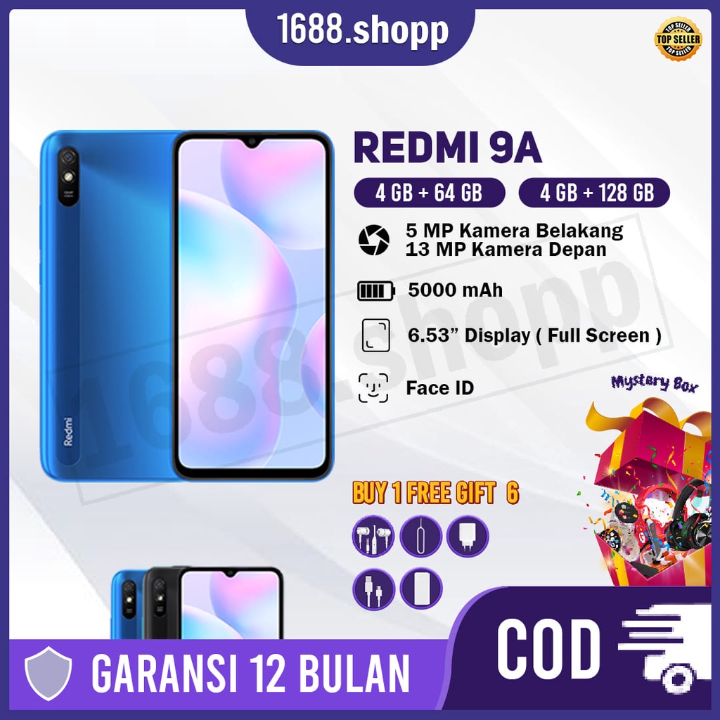 Hp Xiaomi Redmi 9A 4/128GB Layar 6.53Inci Garansi 1 Tahun Murah Grosir