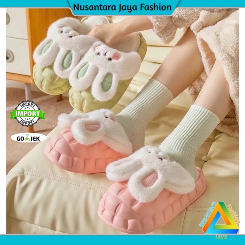 Sandal Wanita Home Style Kekinian Rabit Bulu Halus BLC 8826-A