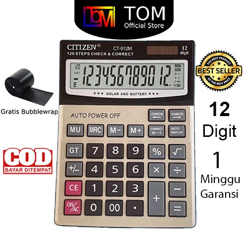 

BERGARANSI Kalkulator CT-912M 12 Digit - Calculator Dual 2 Power