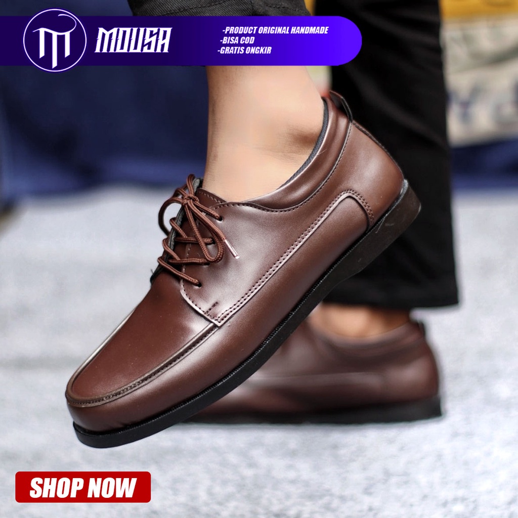 Sepatu Formal Pria Kerja Kantor Kulit Pu Pantofel Hitam Mousa Monzre