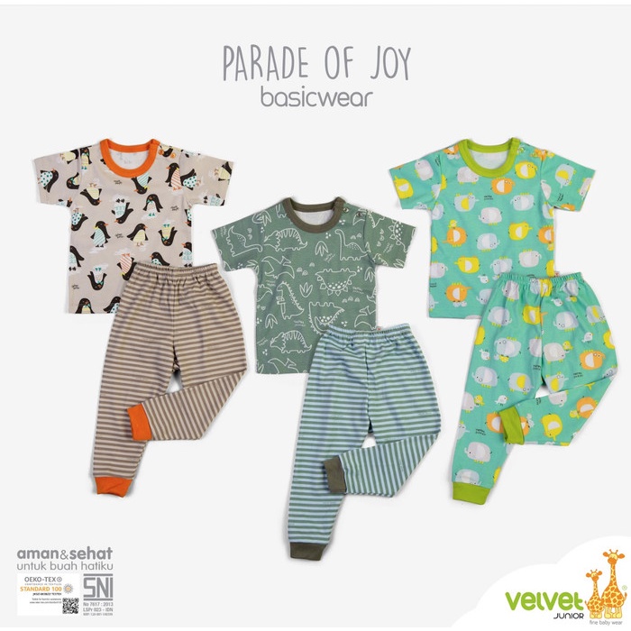 Velvet Junior Setelan Oblong Pendek - Celana Panjang Motif (1 Setel) | Ukuran Kecil