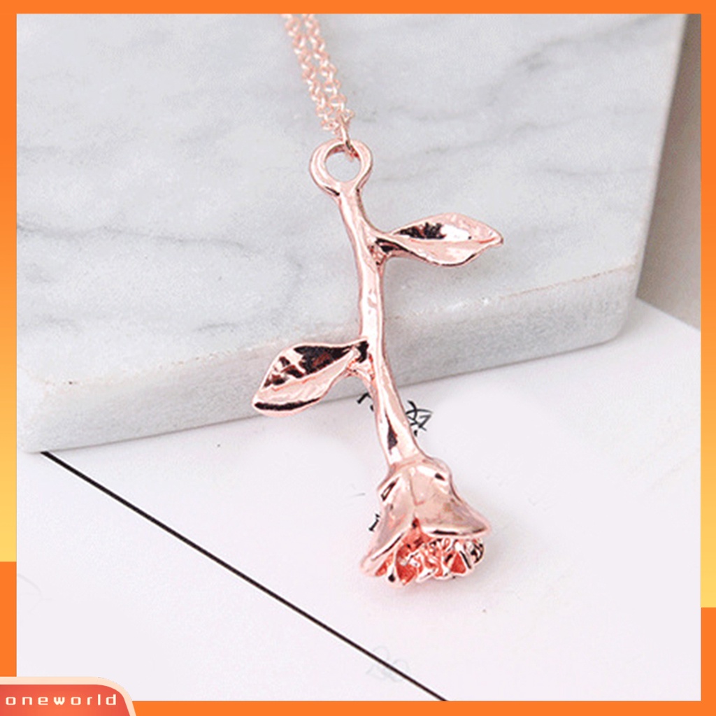 [ONE] Rantai Liontin Fashion Kalung Liontin Bunga Mawar Dainty Halus Untuk Wanita