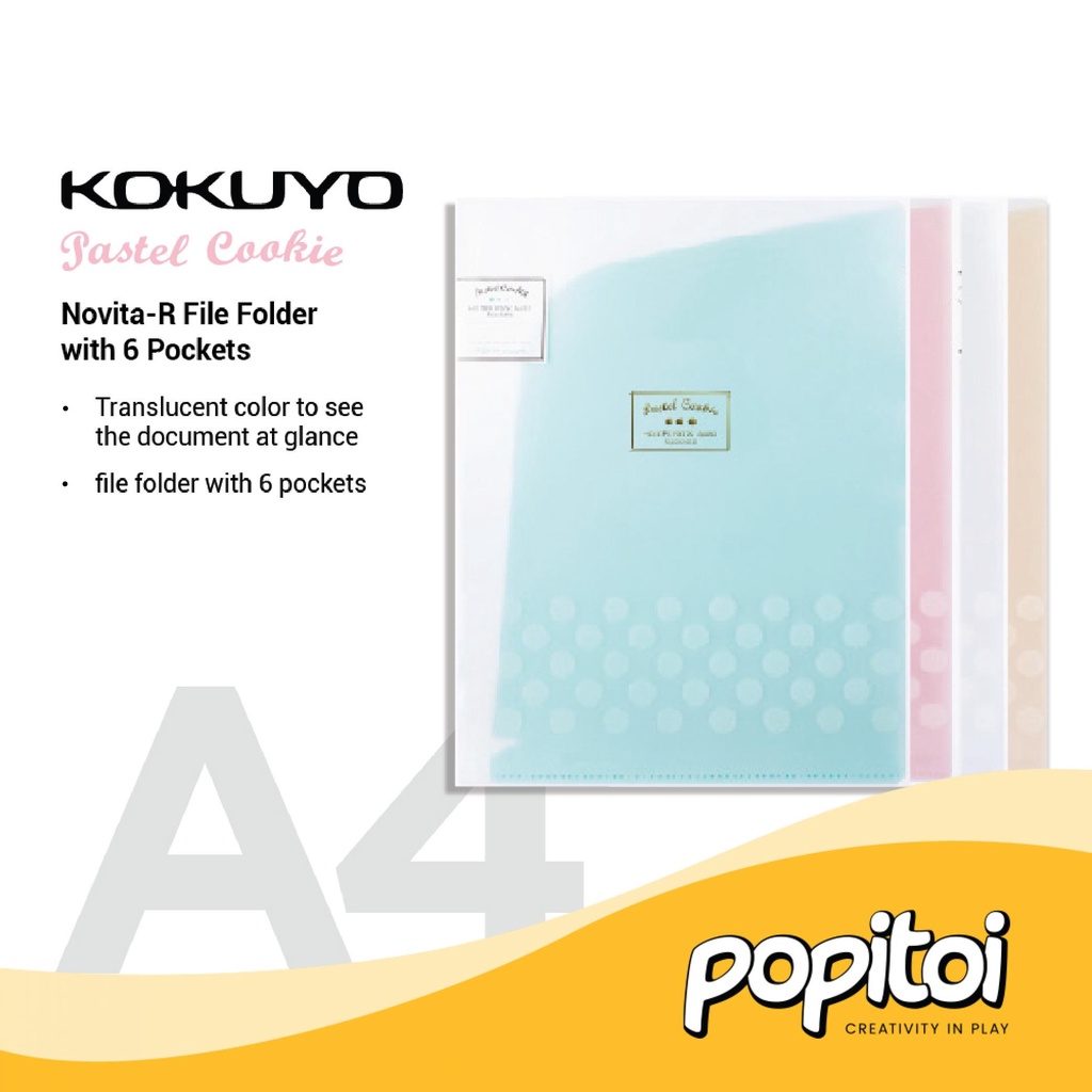

Kokuyo Pastel Cookie Novita-R File Folder with 6 Pockets A4 Holder Organizer Map Bening Dokumen