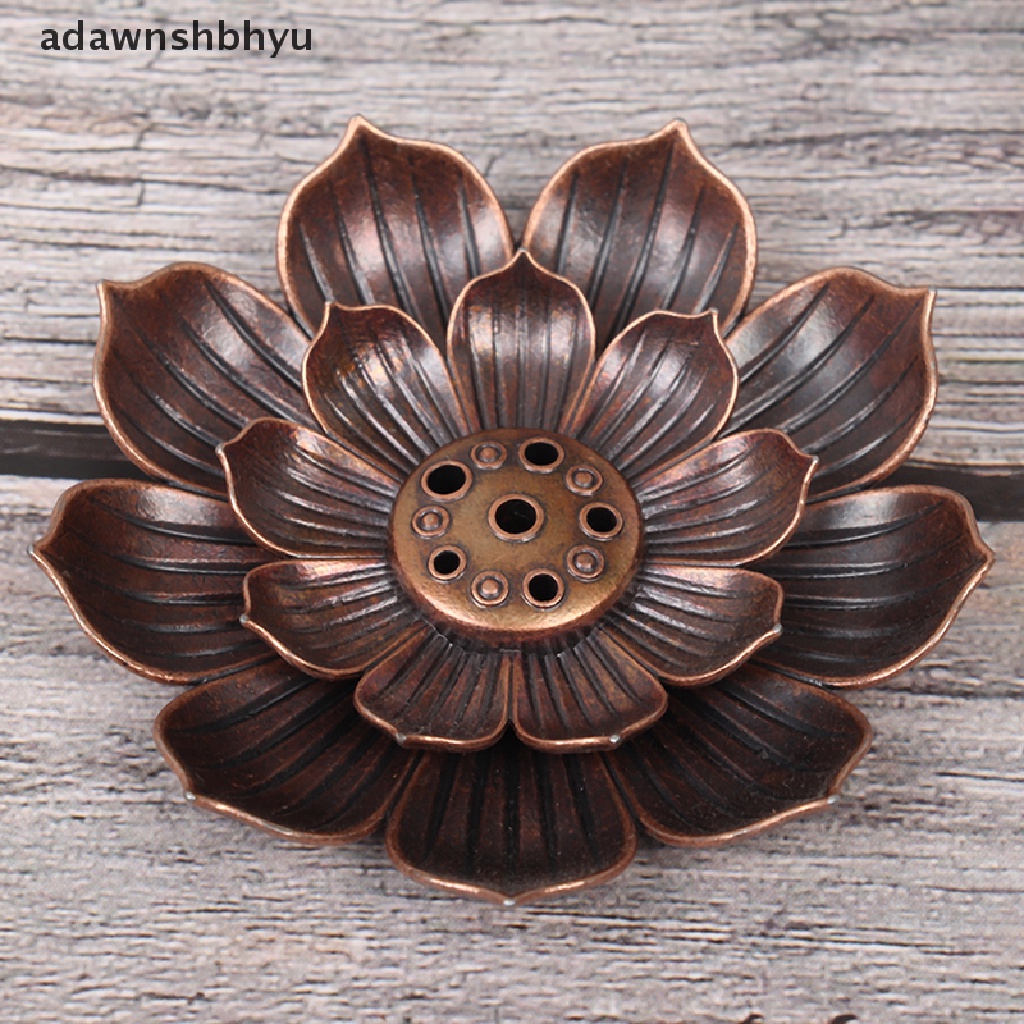Adawnshbhyu Alloy Tempat Bakar Dupa Stick Holder Plate Burner Plate Buddhism Coil Lotus Censer ID