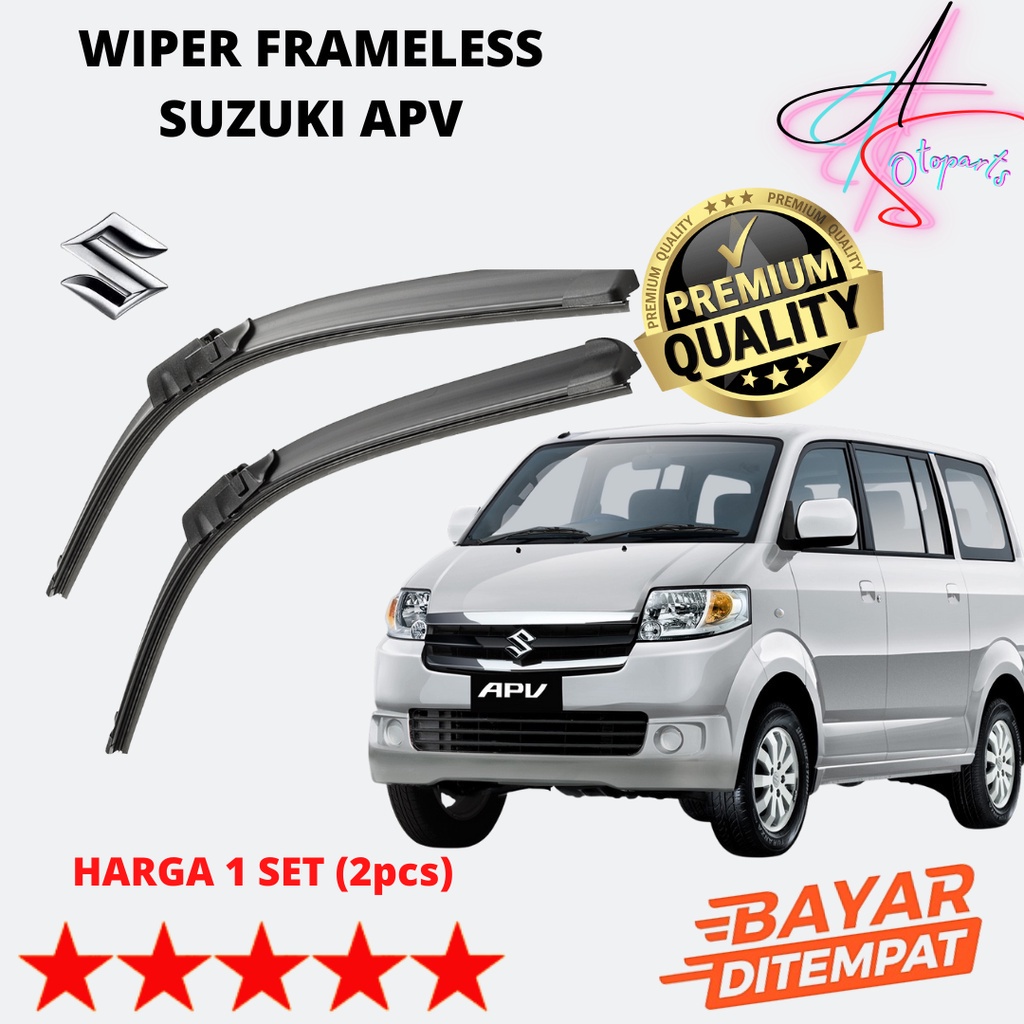 Wiper APV 1 Set Depan  Pembersih Sapuan Kaca Mobil Model Frameless Banana Wiper Kaca Mobil / Karet W