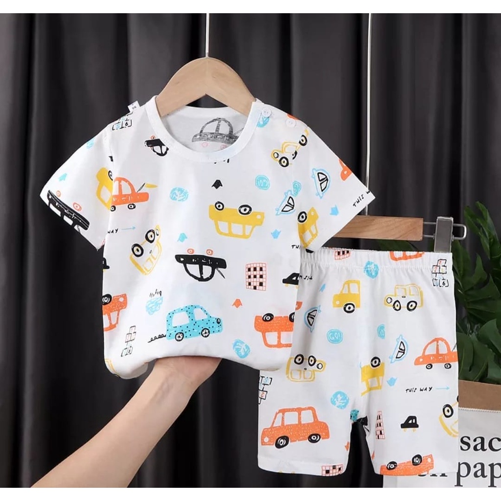 Setelan Baju Anak MOBIL FULL PRINT UNTUK ANAK 2-6 TAHUN BISA COD