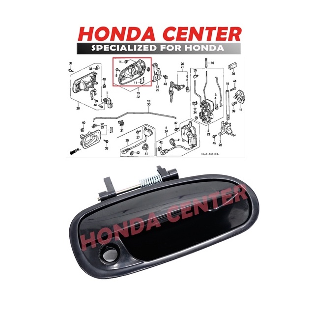 Handle handel tarikan gagang pegangan pintu luar depan belakang kiri kanan honda civic ferio 1996 1997 1998 1999 2000