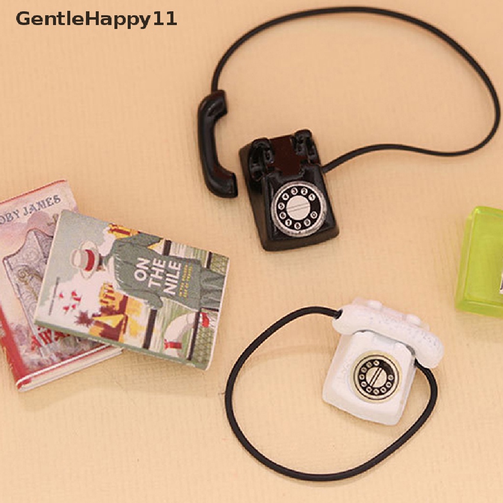 GentleHappy Dollhouse Miniture Simulation Retro Telephone Model Home Furniture Decoration Accessories For Kids Toys Gift id