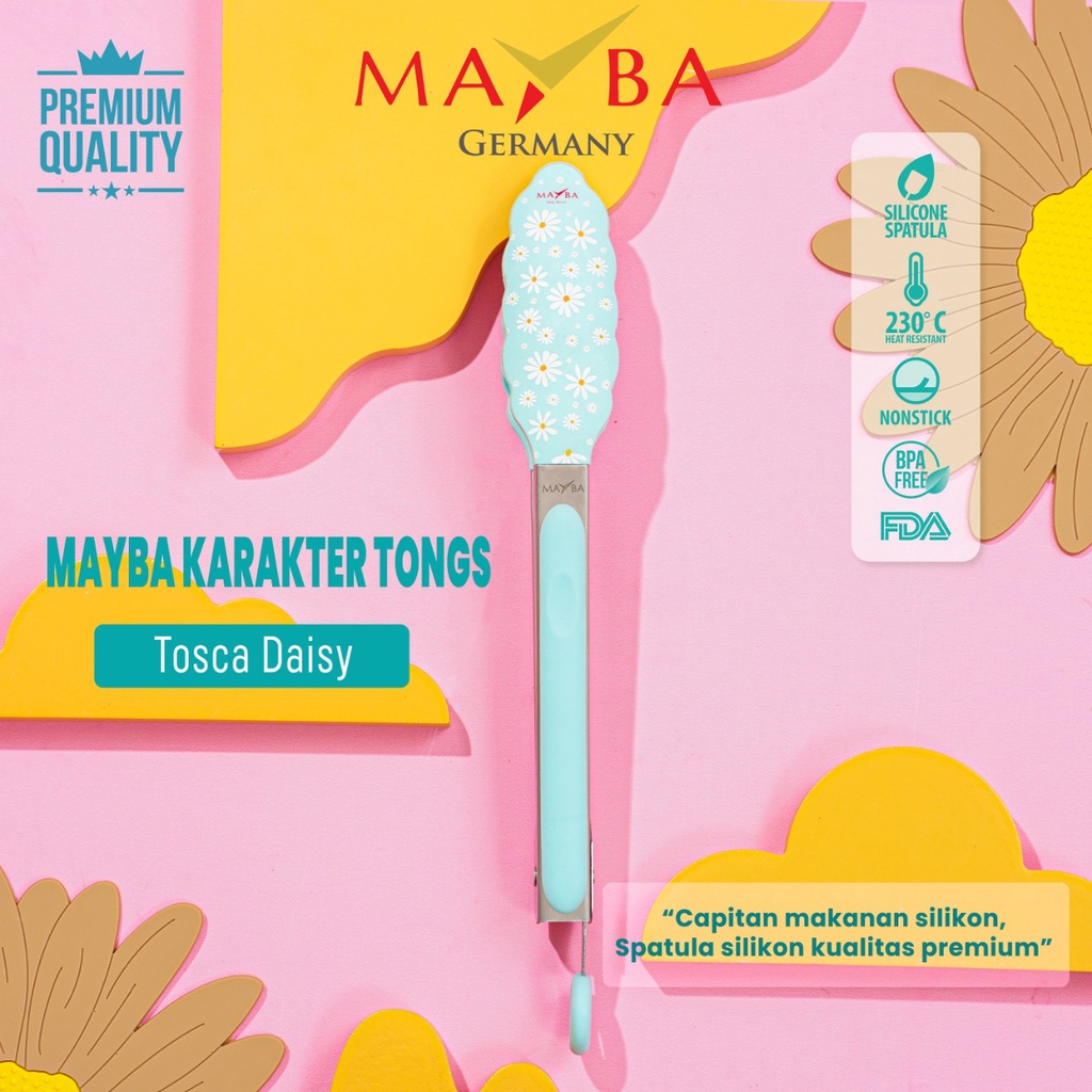 MAYBA KARAKTER TONGS Capitan stainless silicone-Tong-ALAT PENJEPIT Makanan Clap Silikon