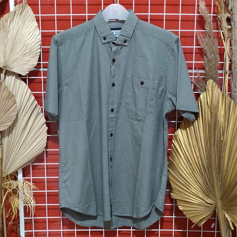 Kemeja Pendek Distro Merk Tote Sport Kemeja Pendek Pria Polos Bahan Katun Sigerat Ukuran M L XL
