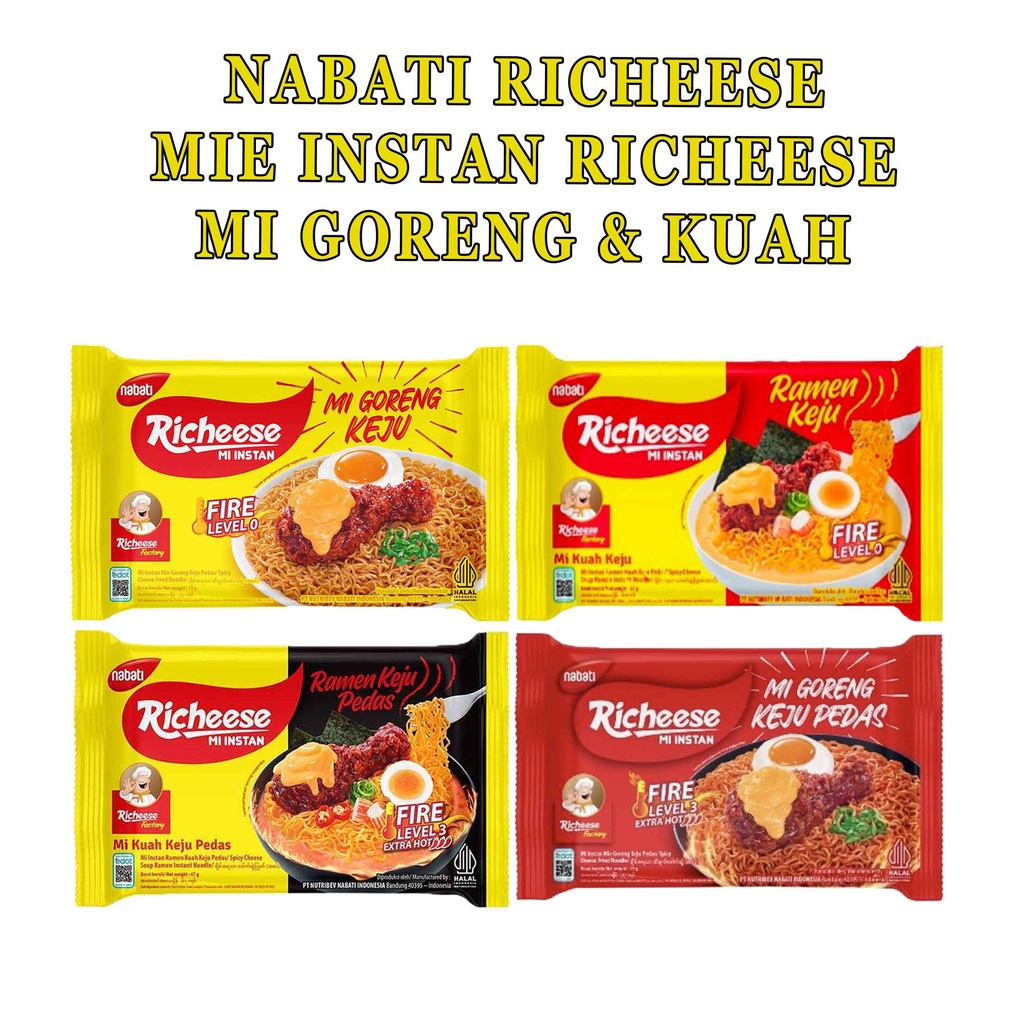 Mie Instan Goreng &amp; Kuah * Nabati Richeese * Mie Keju Ramen * Mie Richeese Level 0-3