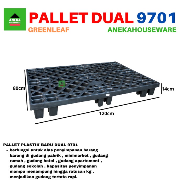 

PALLET PLASTIK ALAS TATAKAN GUDANG DUAL INDUSTRI 9701 GREEN LEAF