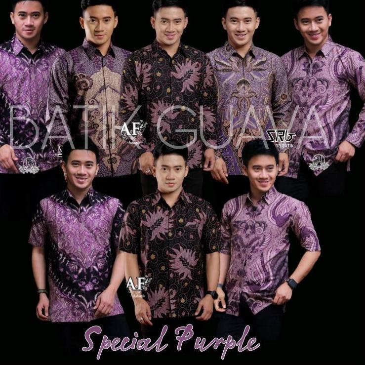 Harga Spesial BAJU BATIK PRIA LENGAN PANJANG READY M L XL XXL - SPECIAL WARNA BATIK UNGU PURPLE VIOL