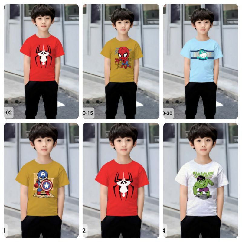 kaos distro anak umur 1-8 tahun motif superhero kualitas premium part 3