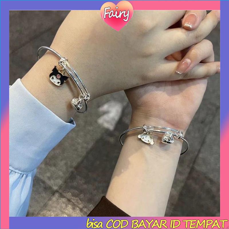 Gelang Kartun Wanita Cinnamoroll Dog Kuromi Sahabat Pasangan yang Dapat Disesuaikan Fashion Korea F