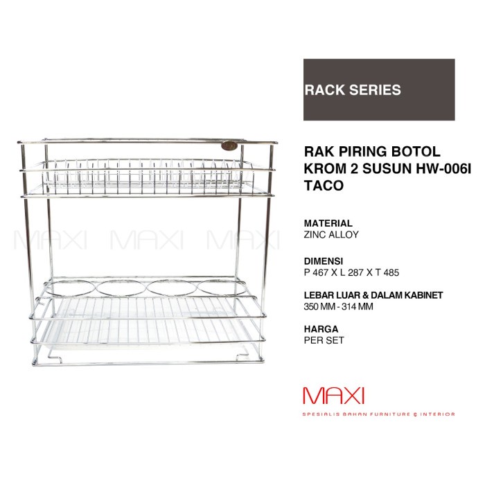 Rak Taco Rak Piring Botol 2 Susun Chrome Stainless Hw 006