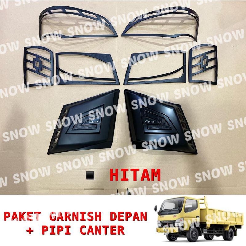 Paket Garnish Lampu Depan Pipi Canter Sporty Chrome Hitam