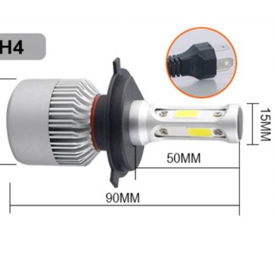 ゴ ( 2pcs ) [ORIGINAL 100%] Lampu Mobil S2 LED H4 72w COB ADA KIPASNYA / Lampu Mobil / LED / H4 / AVA