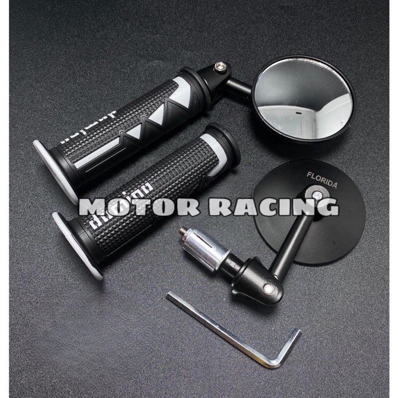 Paket Variasi Spion Jalu Cembung+Handgrip Domino Shark universal beat vario mio bisa buat semua moto