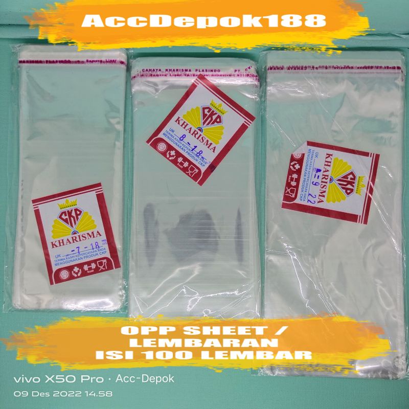 Plastik OPP ONE SHEET SELAPIS selembar-plastik risoles 7x18 8x18 9x22 isi 100 lembar tebal 03 mic- plastik lem seal untuk makanan gulung - plastik kue gulung