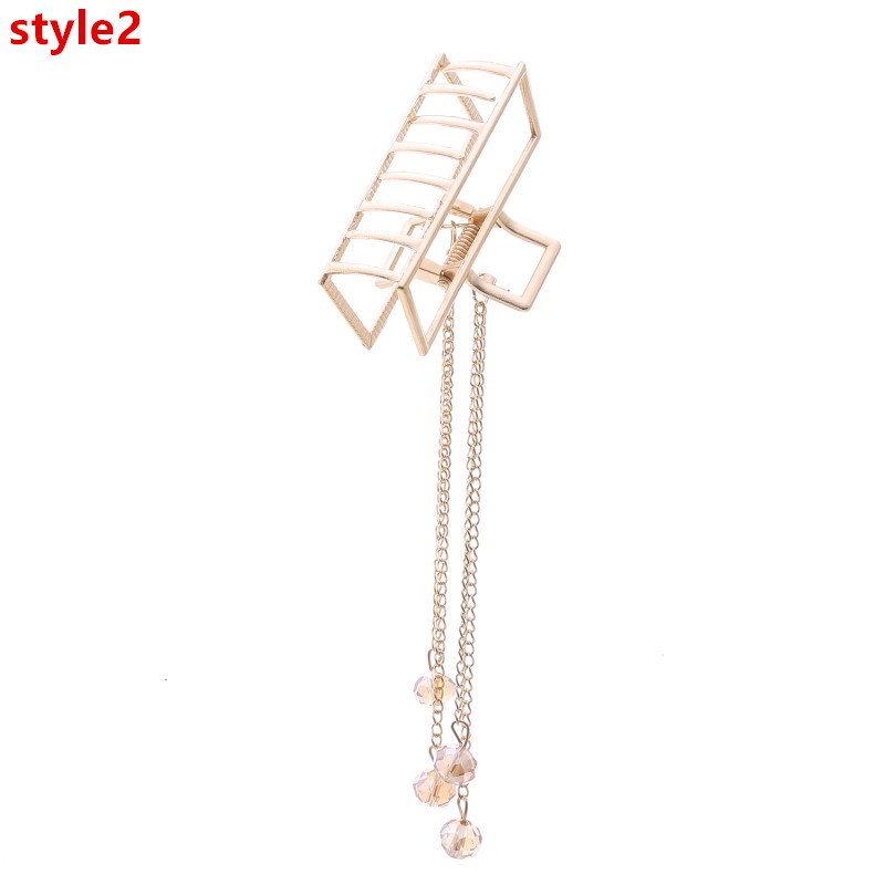 Baru Hair Claw Gold Vintage Panjang Rumbai Logam Hair Claw Hanger Crab Clips Fashion