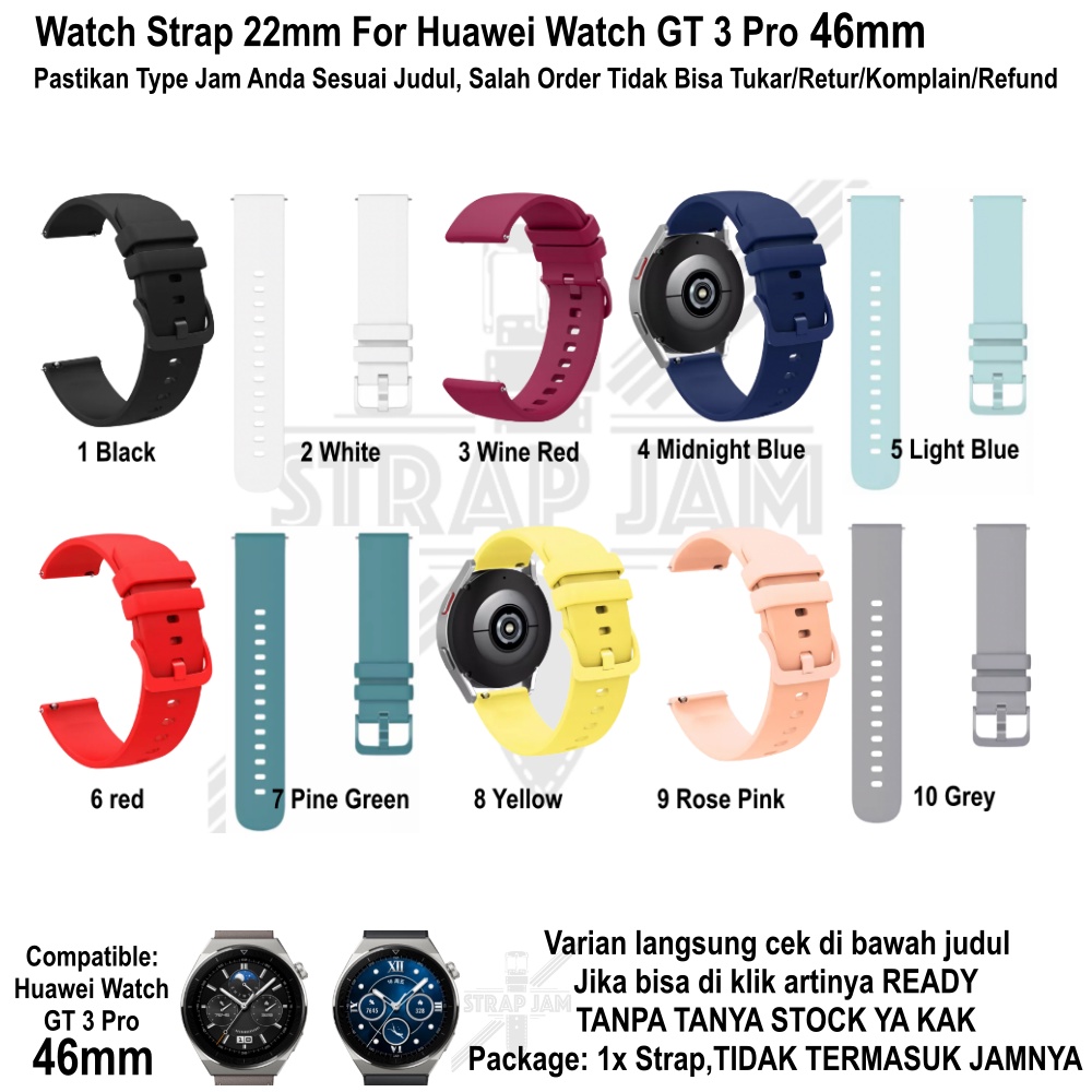 PWK Tali Jam Tangan Huawei Watch GT 3 GT3 Pro 46mm 2022 - Strap 22mm Silikon Rubber
