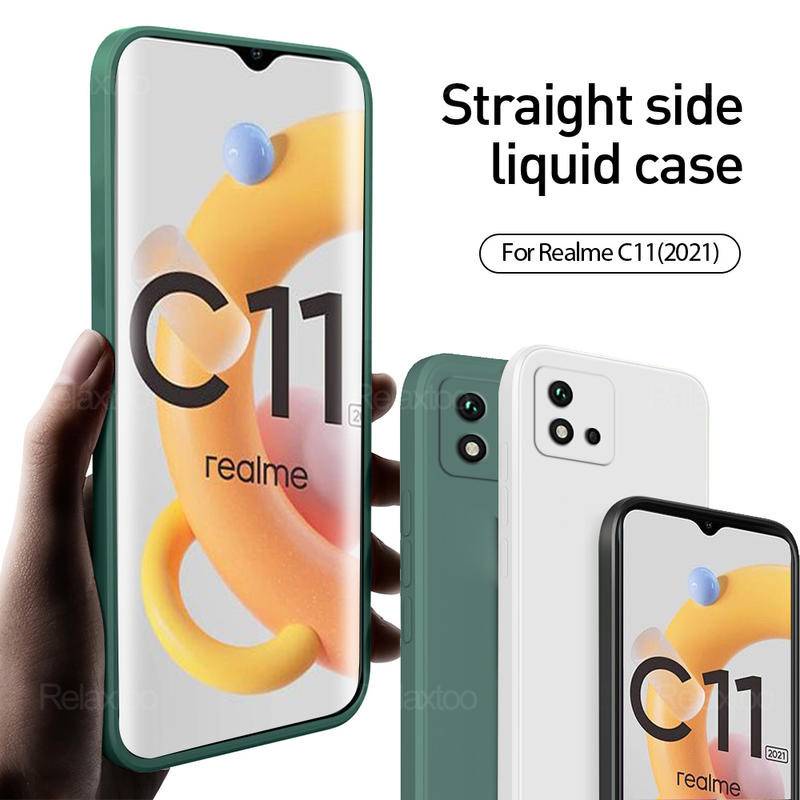 Casing Silikon Cair Persegi Original Mewah Untuk OPPO Realme C11 C20 2021tahan Guncangan Lembut Phone Cover Shell