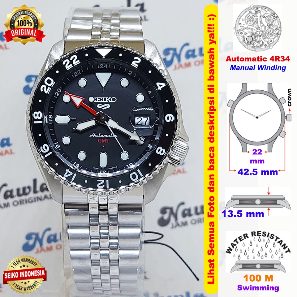 Seiko 5 Sports SSK001K1 Auto GMT Black Dial - Jam Tangan Pria SSK001