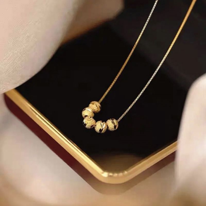 Kalung Titanium Rantai Itali Liontin Boba Kalung Titanium Asli Wanita Korea Anti Karat Tidak Luntur