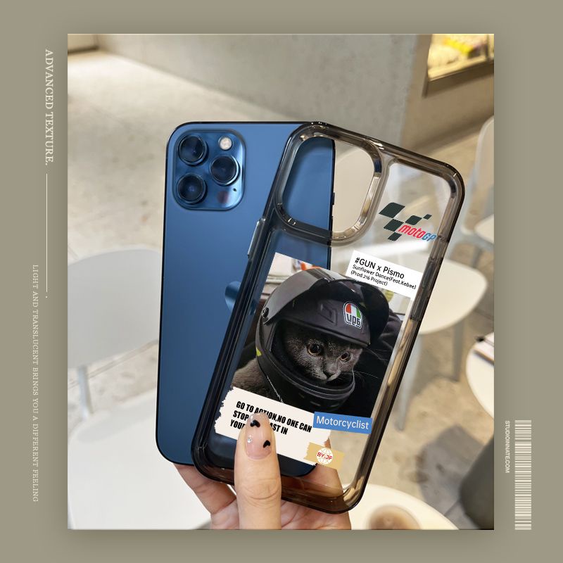 IPHONE Casing Soft Phone Case Astronot Kucing Hitam Kompatibel Untuk Iphone14 13 12 11 Pro XS Max X XR 78 6 6S Plus Transparan Shockproof Casing TPU Cover