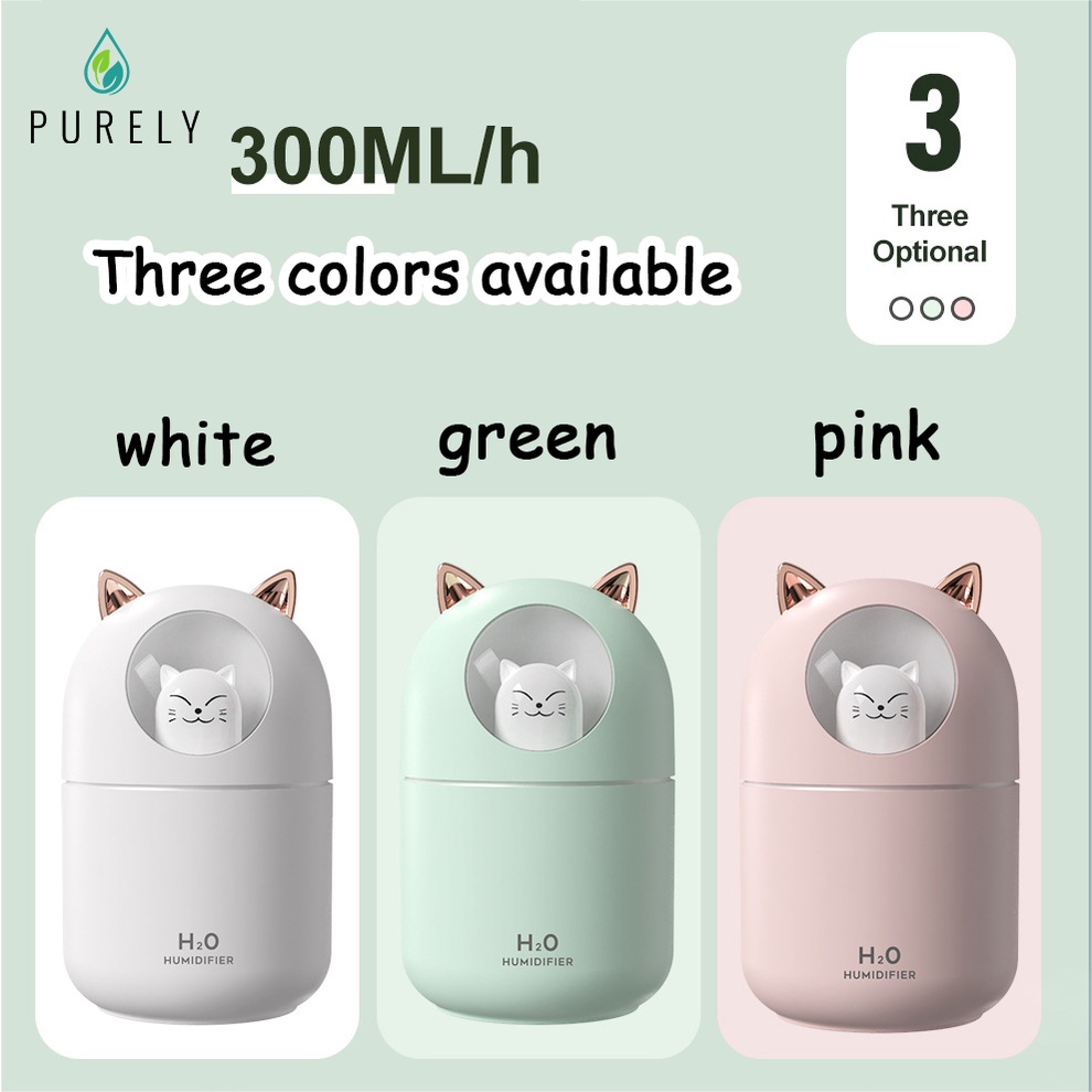 Purely  Oil Diffuser Aroma Terapi  Diffuser Humidifier Mini Air Purifier Lampu Malam Tujuh Warna