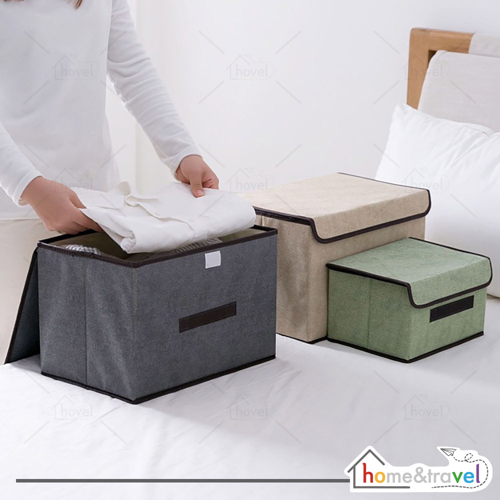 HOVELSHOP Tempat Penyimpanan Mainan Baju Storage Box Organizer 2in1 Foldable Serbaguna