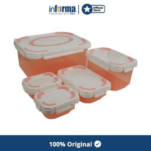 INFORMA - KOTAK MAKAN FOOD CONTAINER CHROMA ORANGE SET OF 5