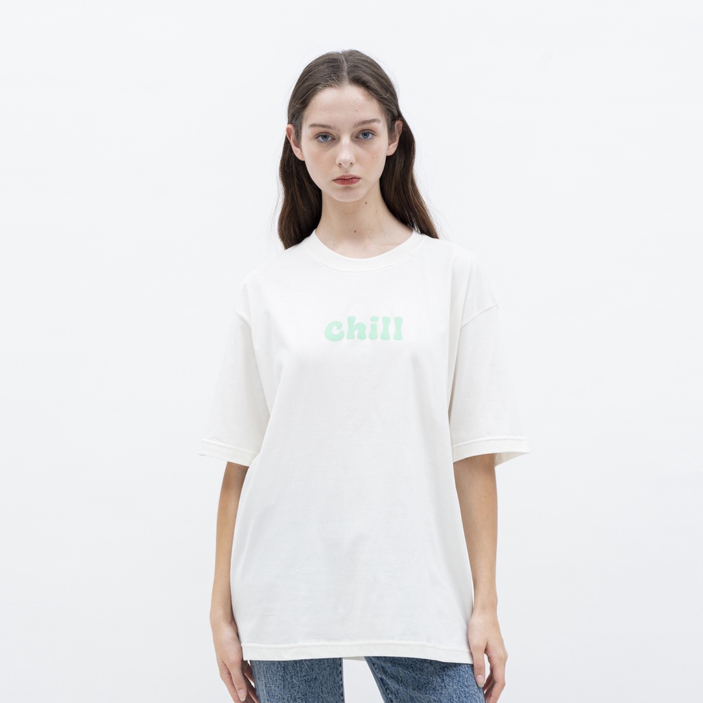 Kaos Oversize Pria Wanita - Chill Off - White - Edge