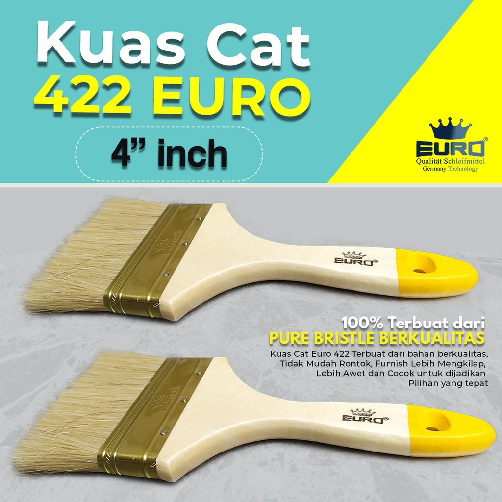 Kuas Cat 4 in Euro 422 K/ Kuas tembok dinding gagang kayu berkualitas