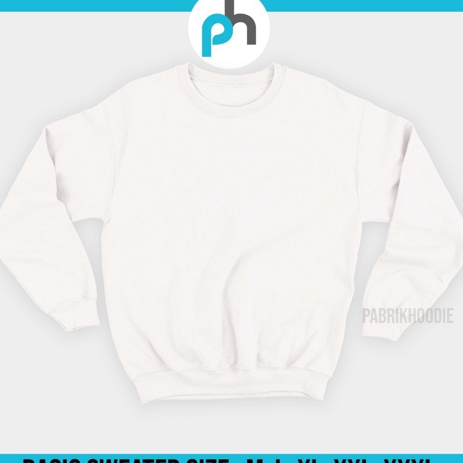 PABRIKHOODIE - BASIC SWEATER PUTIH POLOS PRIA / WANITA (M-XXXL) SWEATER POLOS CREWNECK