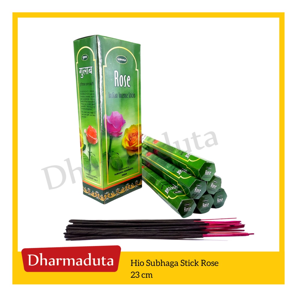 Hio Subhaga Stick Rose 25cm Dupa India Hexagonal Wangi Aromatheraphy