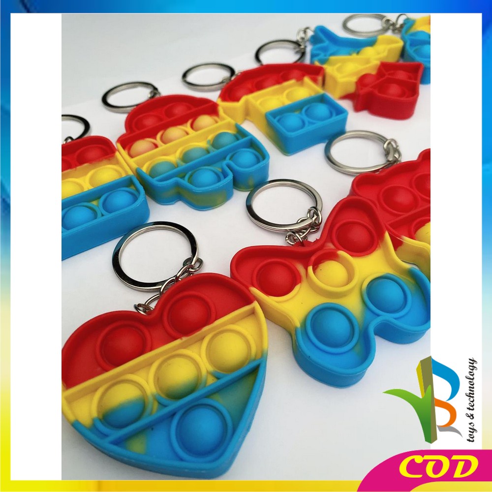 RB-M131 Gantungan Kunci Pop It Mainan Pop It Rainbow Karakter Fidget Push Pop It Pelangi Pop Its