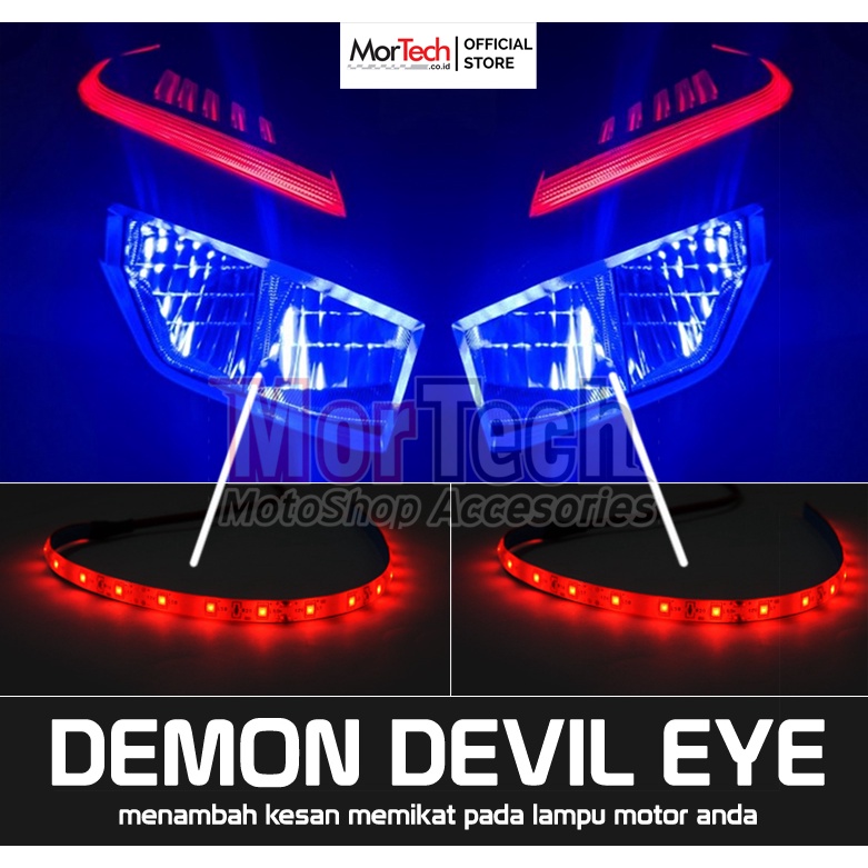 LED Demon Lampu Depan Devil Angel Eye Projie AES Strip 15cm Headlight Mobil Motor Scoopy Nmax Old/Nm