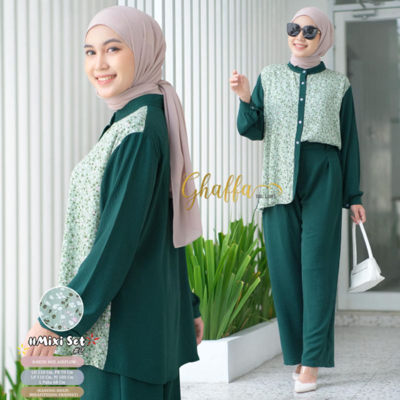 MIXI ONESET #2 BY GHAFFA THE LABEL / SET MOTIF WANITA MUSLIMAH / Setelan celana wanita modern