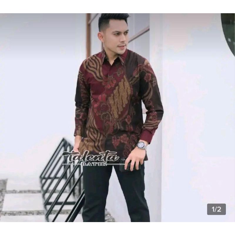 Batik PREMIUM katun halus baturaden marun clasik