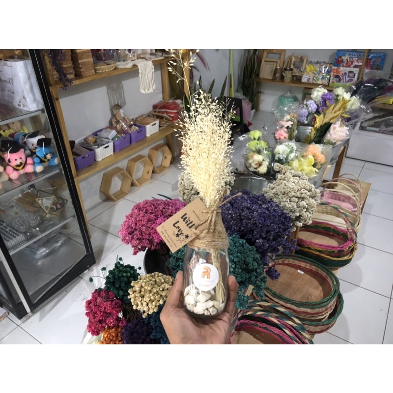 hiasan botol rustic bunga kerinh