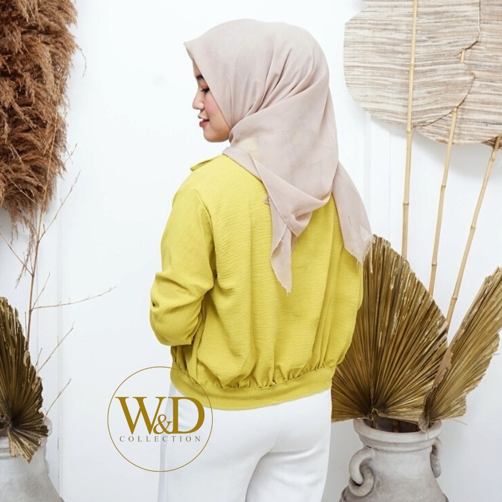 KEMEJA WANITA BLOUSE HANIN CROP POLOS CRINCLE AIRFLOW LENGAN PANJANG