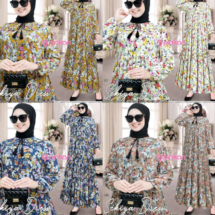 Midi Kerah Motif Original Pinkan Gamis Home Dress Busui Kerah Korea Rayon Premium Homey / Hana Talia