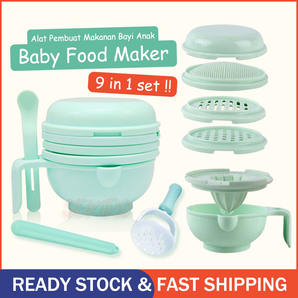 9 IN 1 Baby Food Maker Grinding Bowl Alat Pembuat Makanan Bayi Anak MPASI 9pcs BPA FREE