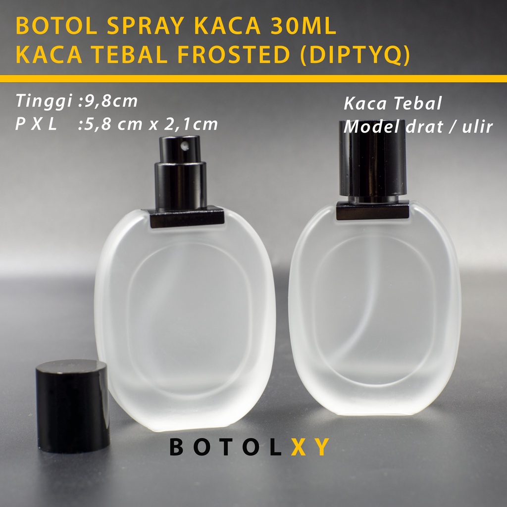 Botol Parfum 30ml Spray Kaca FROSTED DOFF PUTIH Oval Isi Ulang - DIP