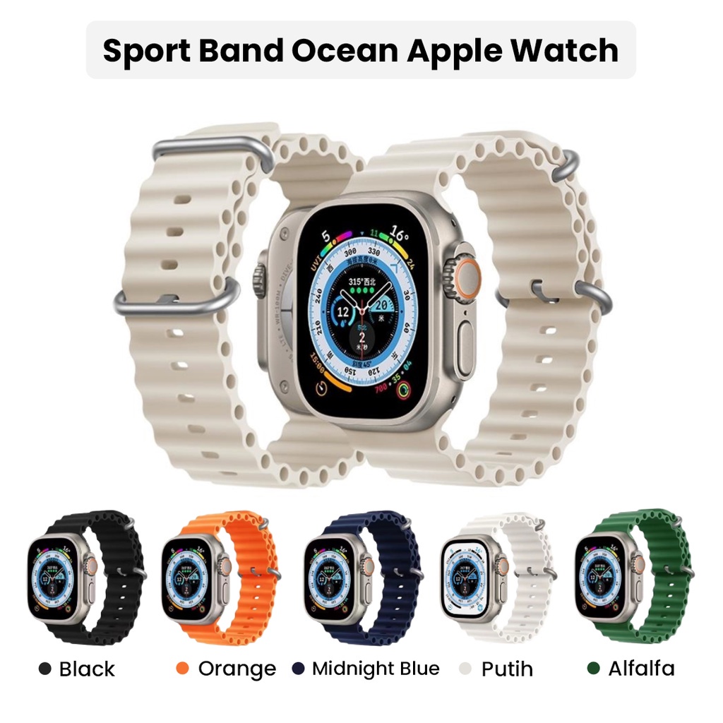 Apple Watch 8/7/6/5 Tali Jam Tangan Iwatch 38mm 42mm Ocean Strap Bergelombang