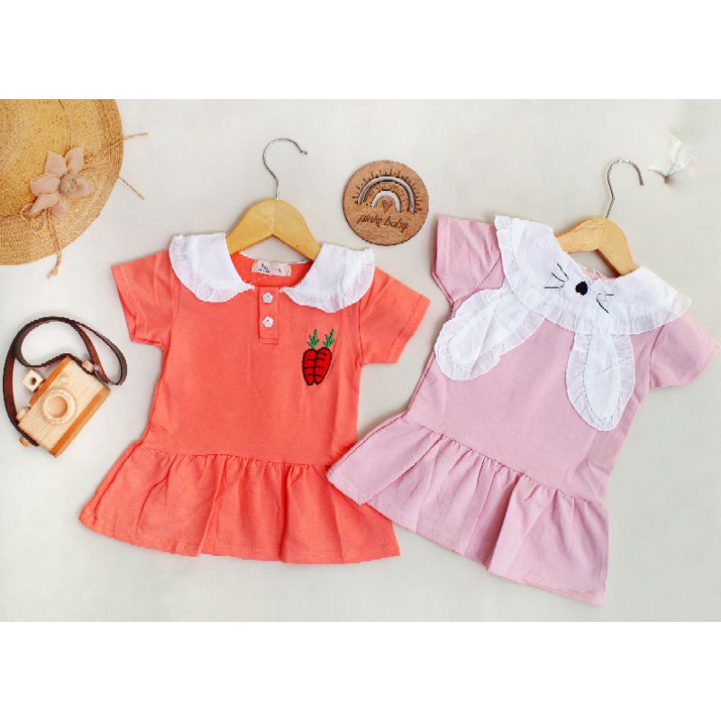 ( IMPORT ) DRESS KAOS POLO ANAK PEREMPUAN CARROT EAR