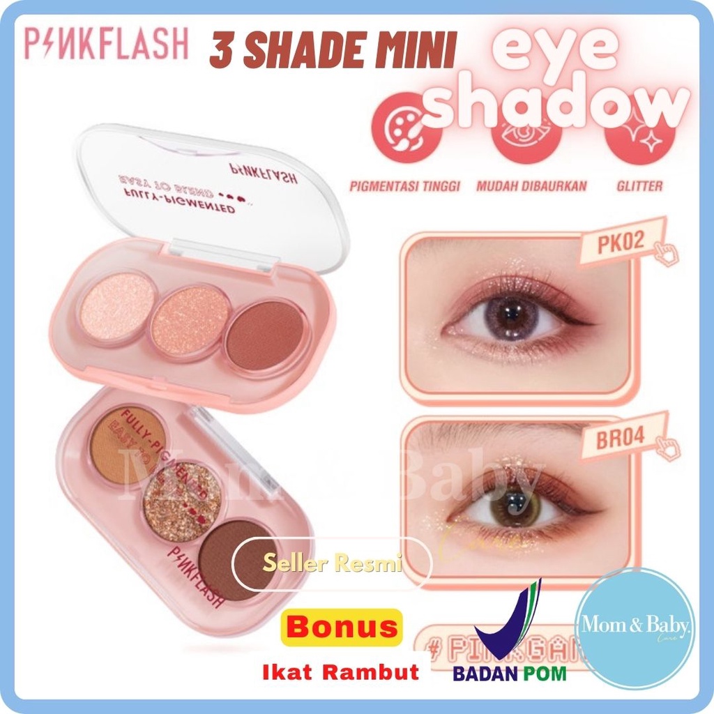 PINKFLASH 3 Shades Eyeshadow Palette Giltter High Pigment Easy To Blend Lasting 11 Colors PF-E23 Pink Flash