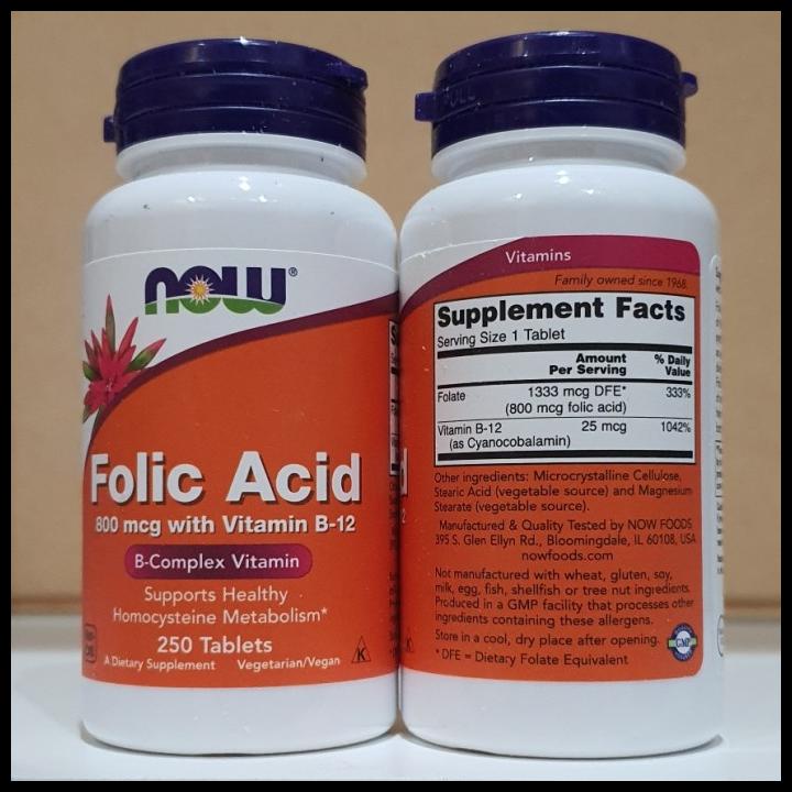 Jual Now Folic Acid 800 Mcg With Vitamin B 12 B Complex Vitamin 250 ...